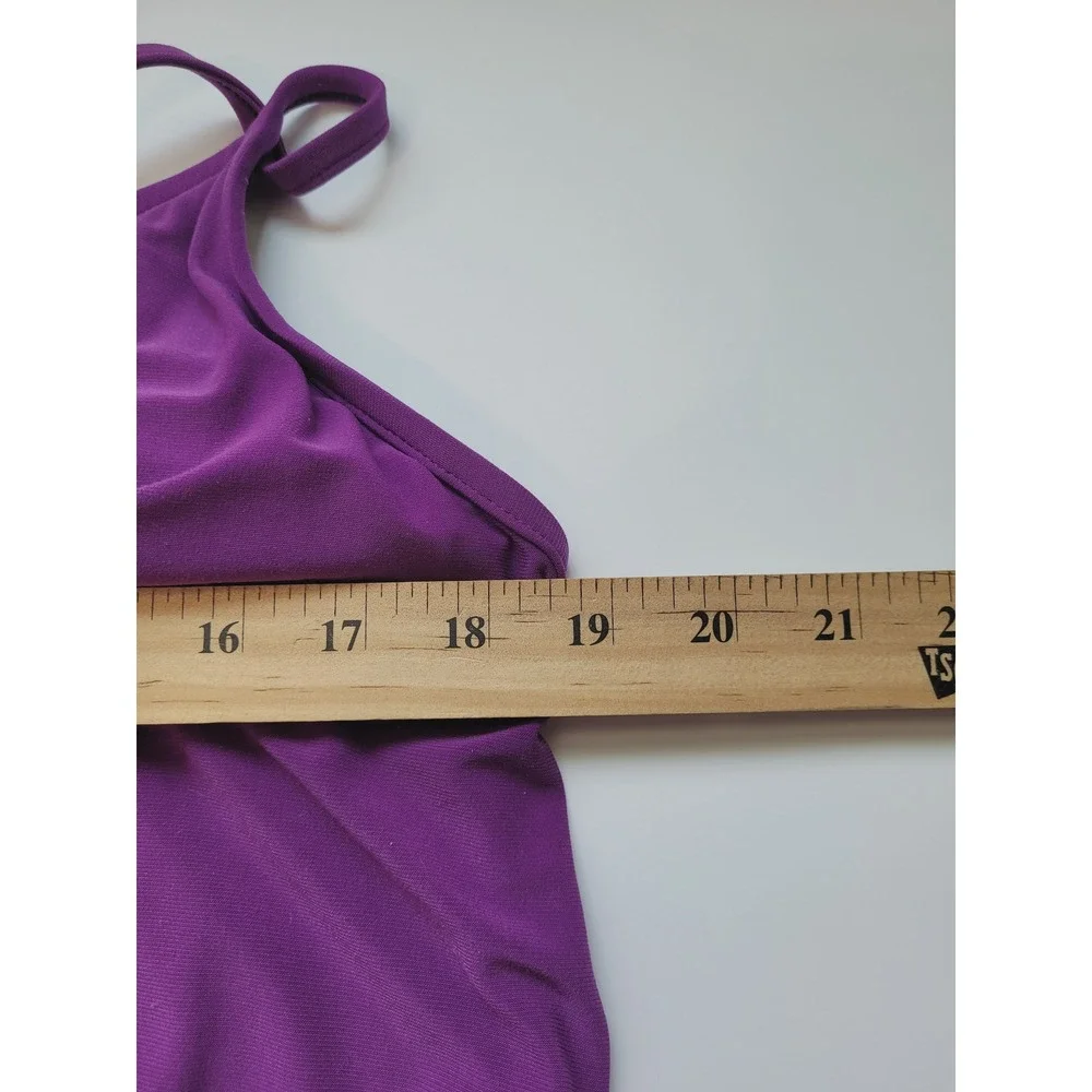 Magicsuit Swim Top Womens 14 Tankini Purple Smocked Blouson Adjustable Straps